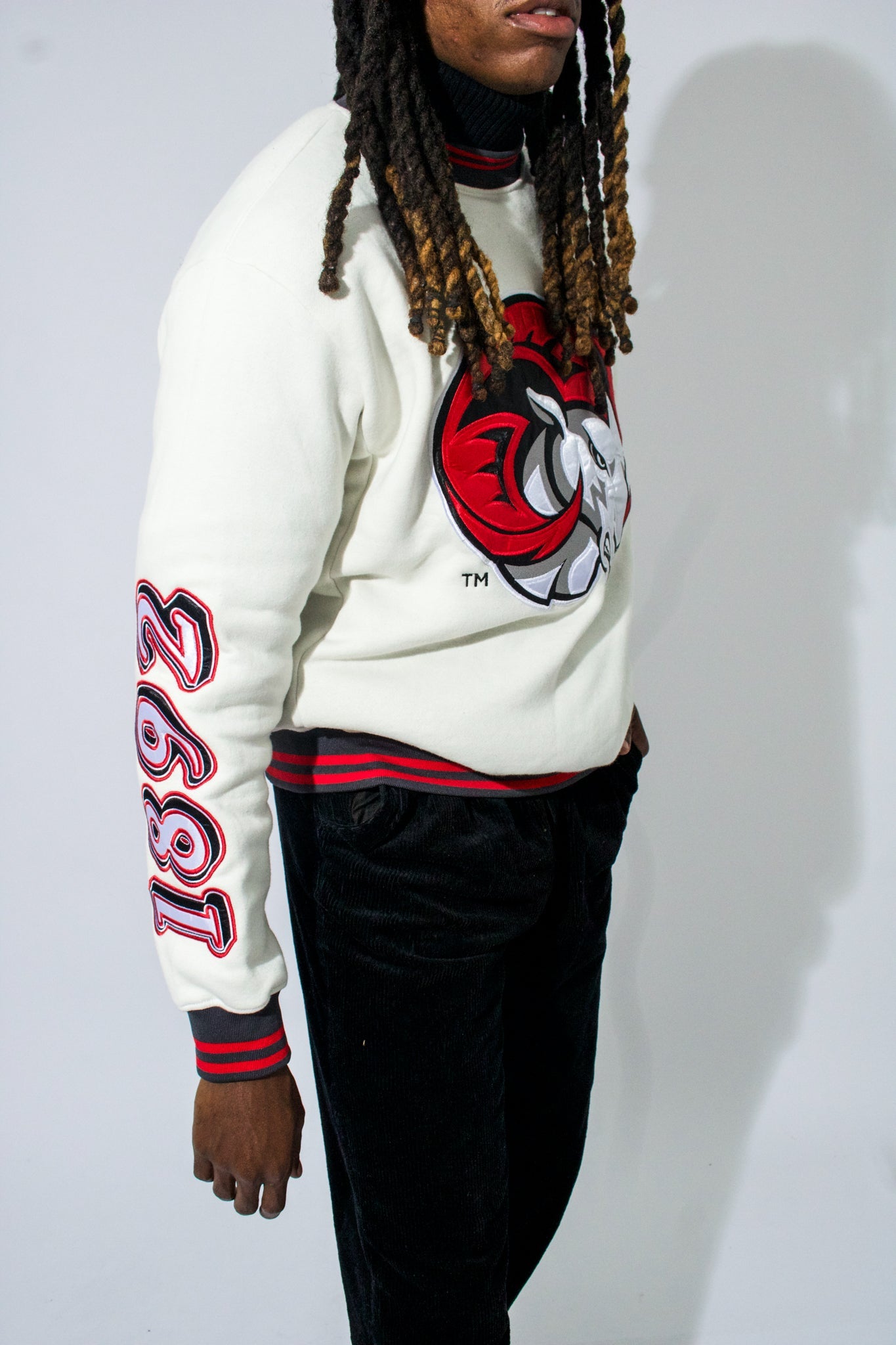 Model Wearing WSSU Sweatshirt - WSSU Apparel and Clothing - 1921 movement