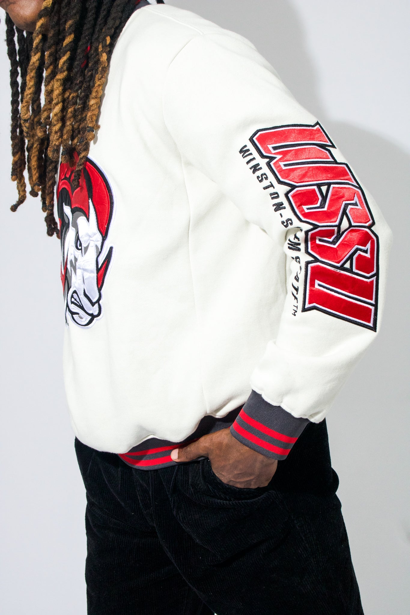Model Wearing WSSU Sweatshirt - WSSU Apparel and Clothing - 1921 movement