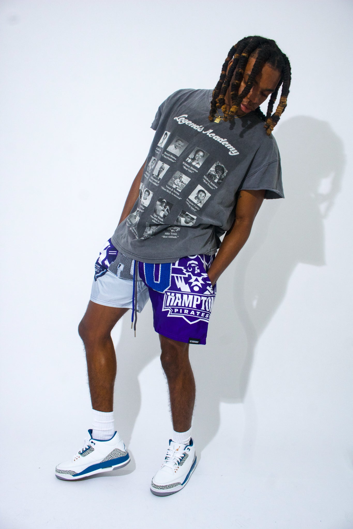 Model wearing Hampton University Shorts