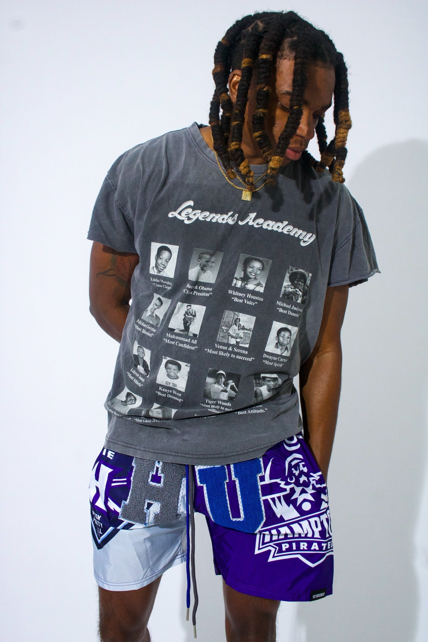 Model wearing Hampton University Shorts