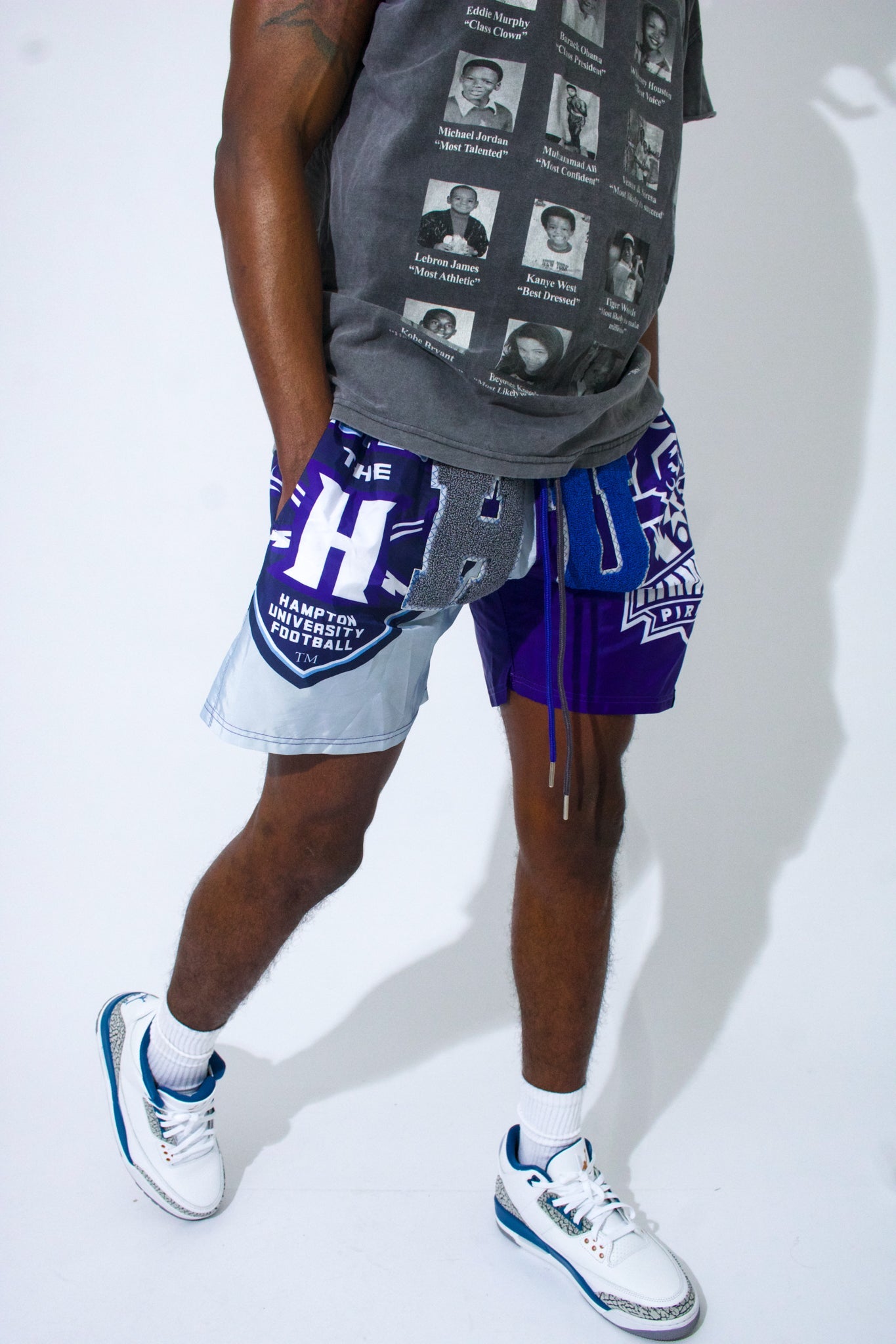 Model wearing Hampton University Shorts