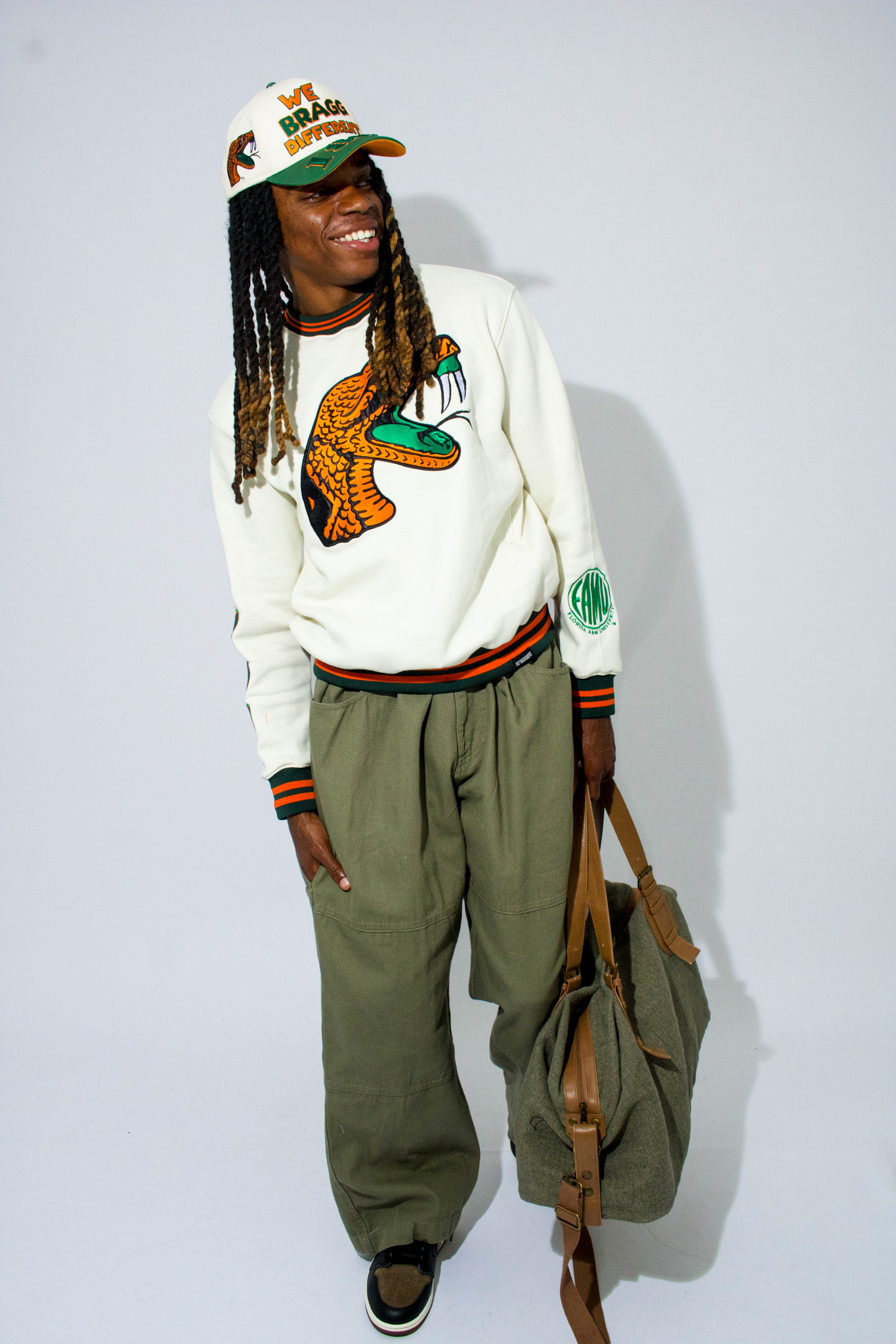 Model Wearing FAMU Sweatshirt  - FAMU Apparel and Clothing - 1921 movement