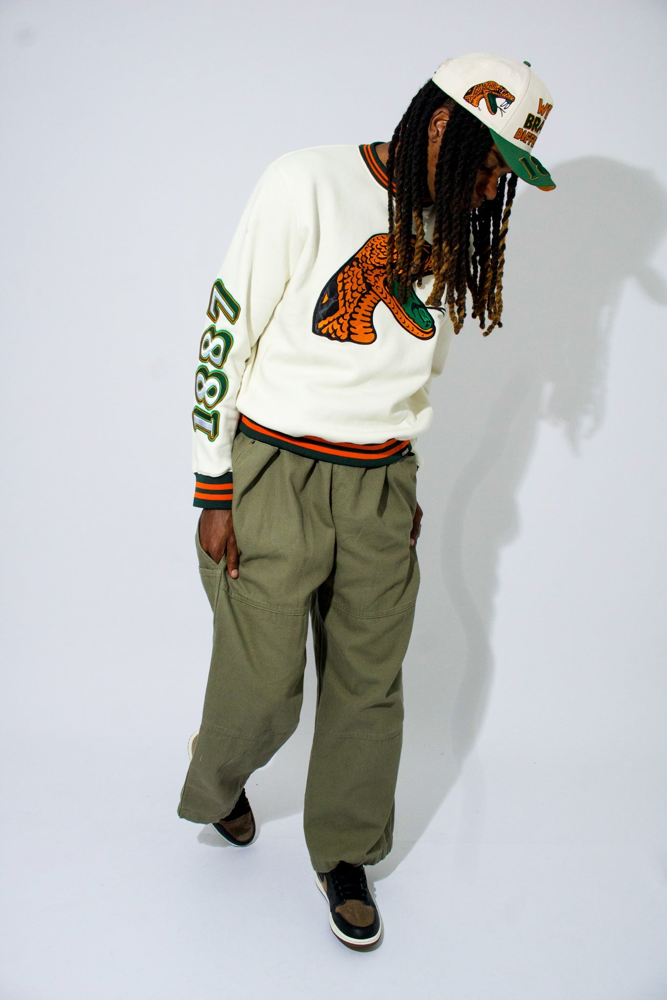 Model Wearing FAMU Sweatshirt  - FAMU Apparel and Clothing - 1921 movement