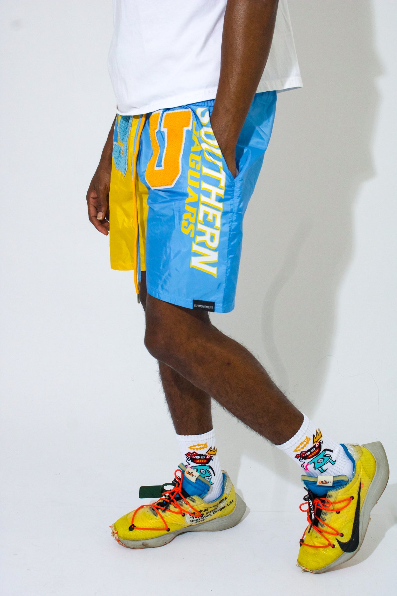  Model wearing Southern University Shorts -Southern University Apparel and Clothing - 1921 movement